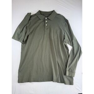 Luster‎ Soft Supima Cotton Long Sleeve Polo Shirt Olive Green Mens 2XT